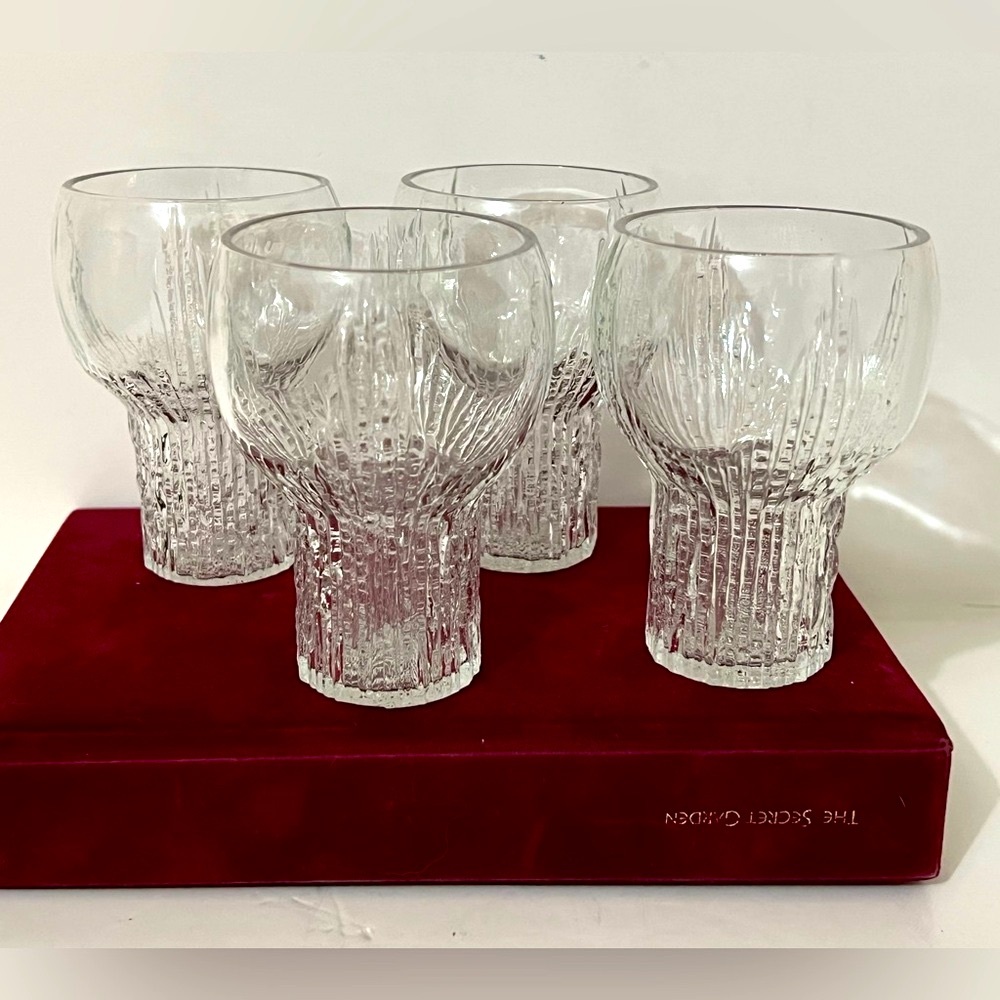 Oberglas | Vintage MCM Austrian Ice Bark Glass Liquor Glasses - Set of 4
